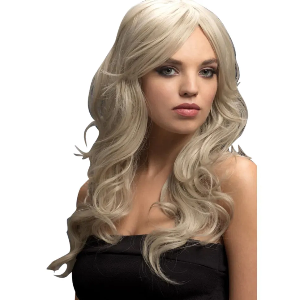 NEU Perücke Damen Nicole Langhaar, Wellig m. Seitenscheitel, Premium-Qualität, Hellblond