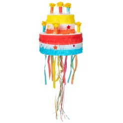 NEU Pinata bunter Geburtstagskuchen, zum Ziehen, 31x29x29cm