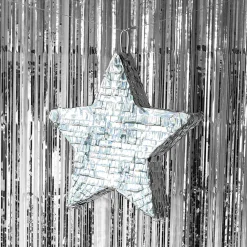 NEU Pinata Stern, mit Flitterfolie bedeckt, silber, 44x44cm