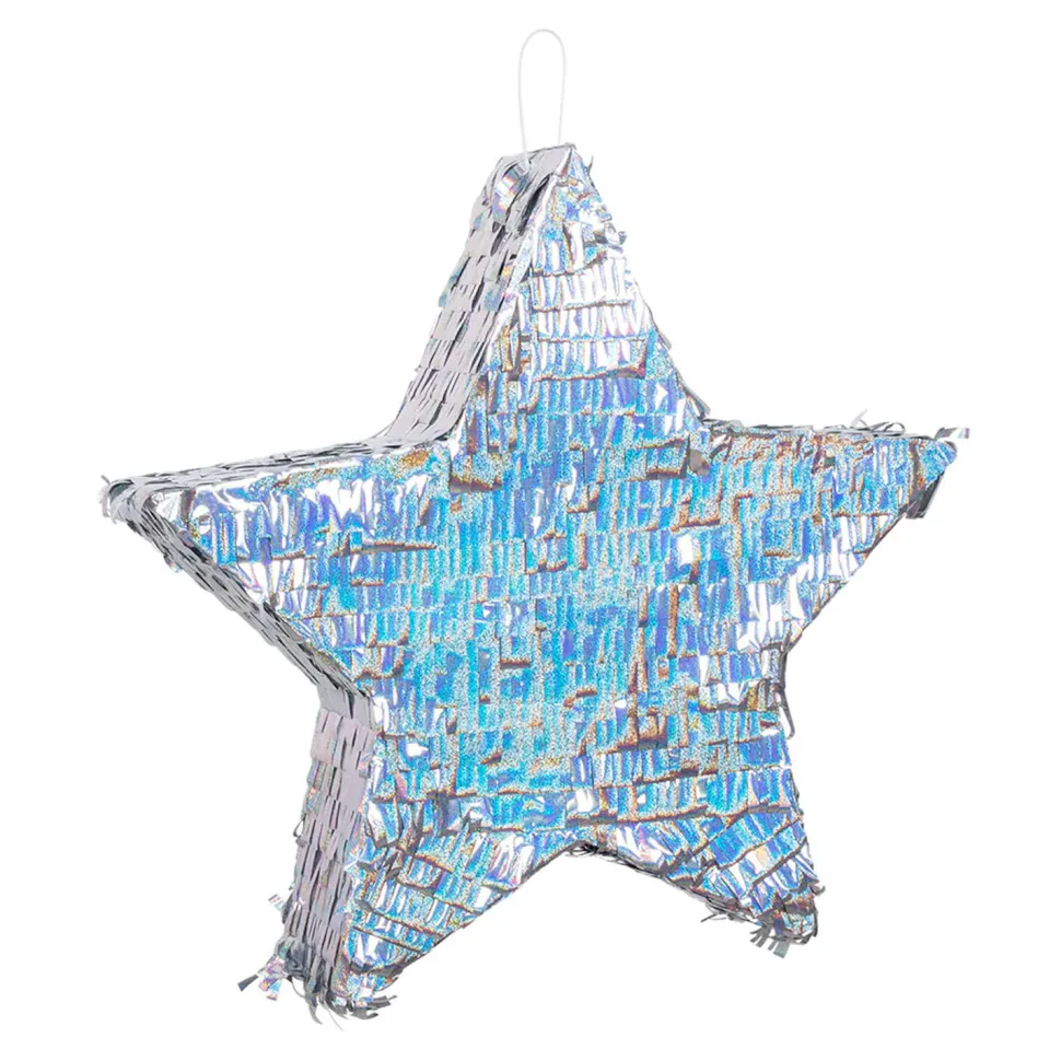 NEU Pinata Stern, mit Flitterfolie bedeckt, silber, 44x44cm