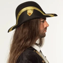 NEU Piratenhut / Admiralshut Bicorne, schwarz, Einheitsgröße
