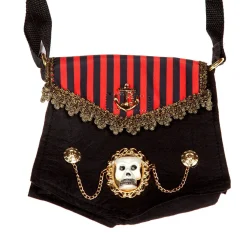 NEU Piraten-Tasche mit Streifen, schwarz-rot