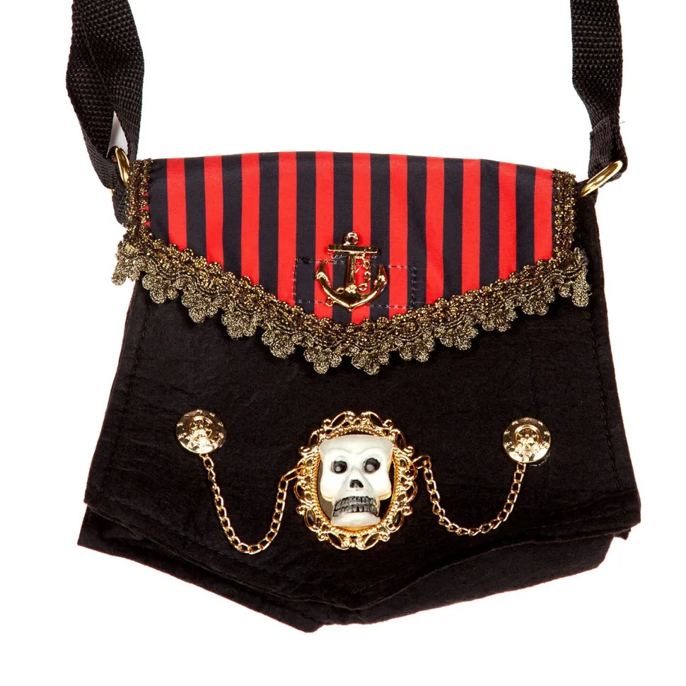 NEU Piraten-Tasche mit Streifen, schwarz-rot