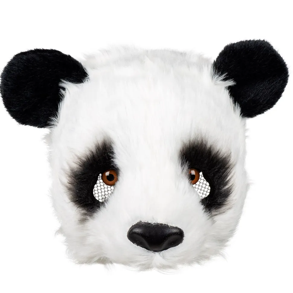 NEU Plüsch-Halbmaske Panda, schwarz-weiß