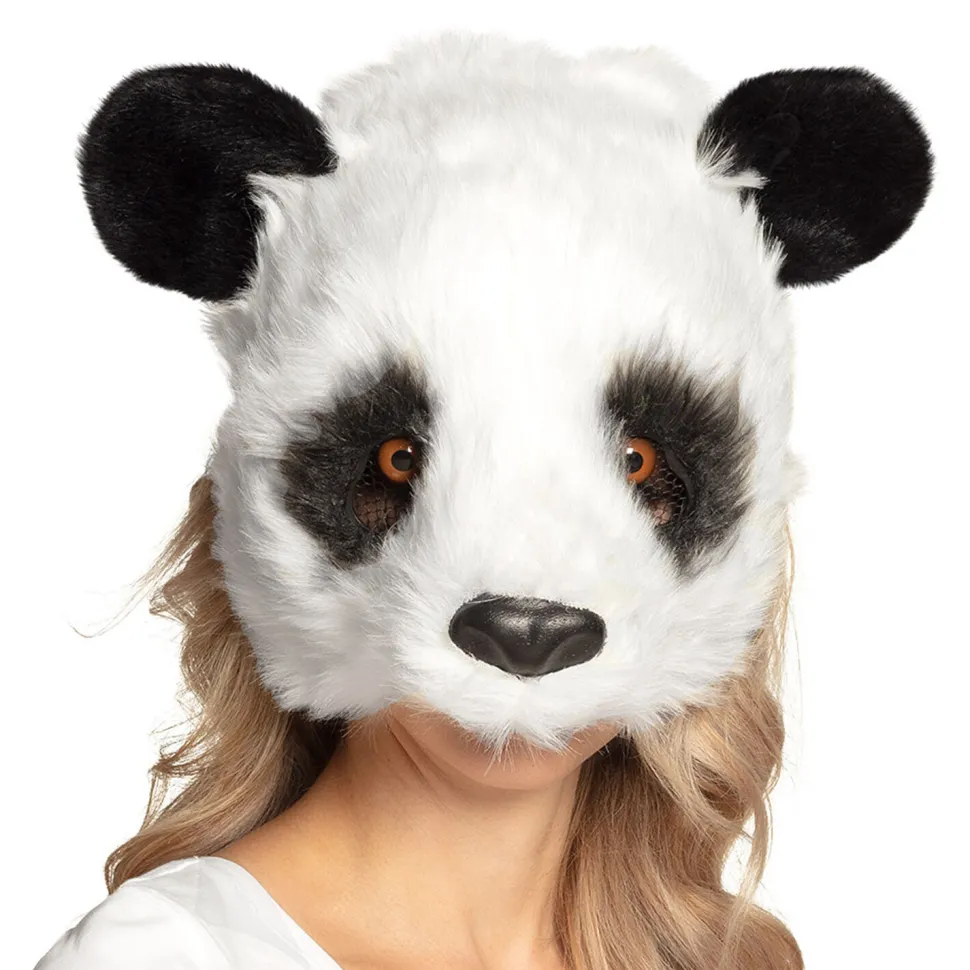 NEU Plüsch-Halbmaske Panda, schwarz-weiß