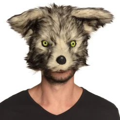 NEU Plüsch-Halbmaske Wolf / Werwolf, braun meliert