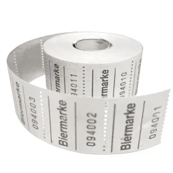 NEU Rollen-Gutscheine / Mini-Wertmarken Aufdruck Biermarke, 500 perforierte Abrisse, 30 x 30 mm, weiß