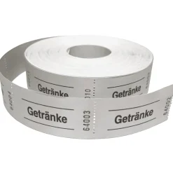 NEU Rollen-Gutscheine / Wertmarken Aufdruck Getränke, 1000 perforierte Abrisse, weiß
