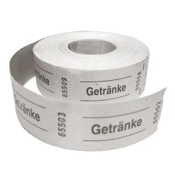 NEU Rollen-Gutscheine / Wertmarken Aufdruck Getränke, 500 perforierte Abrisse, weiß