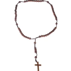 NEU Rosenkranz mit Holzperlen, braun, 75 cm