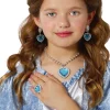 NEU Schmuckset 3-teilig, Kette, Ohrringe, Ring, mit blauen Herzen