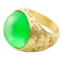 NEU Schöner goldener Ring mit grünem Stein für Pirat, Mittelalter & Co., Einheitsgröße