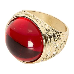 NEU Schöner goldener Ring mit rotem Stein für Pirat, Mittelalter & Co., Einheitsgröße