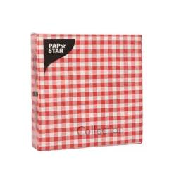 NEU Servietten Vichy Karo Rot, 3-lagig, 25 x 25 cm, 20 Stück