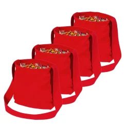 NEU Sparpack Wurfbeutel rot mit Futterstoff, 36x34cm, 71cm Träger, mit 2 Staufächern und breitem Trageriemen, 12 Stück