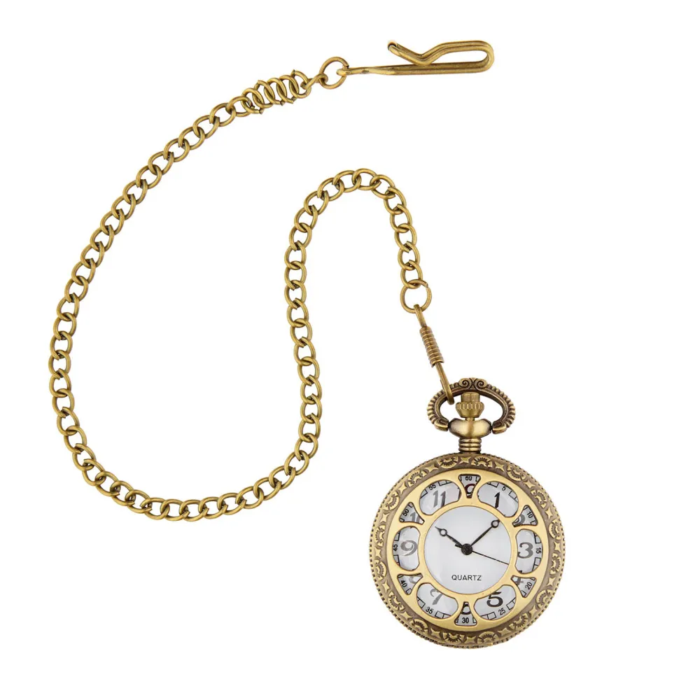 NEU Steampunk Taschenuhr mit Kette, goldfarben