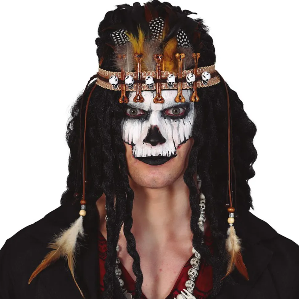 NEU Stirnband Voodoo mit Knochen und Federn
