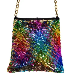 NEU Tasche mit Wendepailletten Regenbogen / Gold, 20 cm
