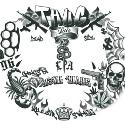 NEU Temporäres Gesichts-Tattoo Thug Life, 30x13cm