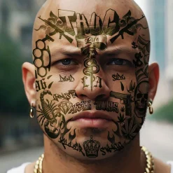 NEU Temporäres Gesichts-Tattoo Thug Life, 30x13cm