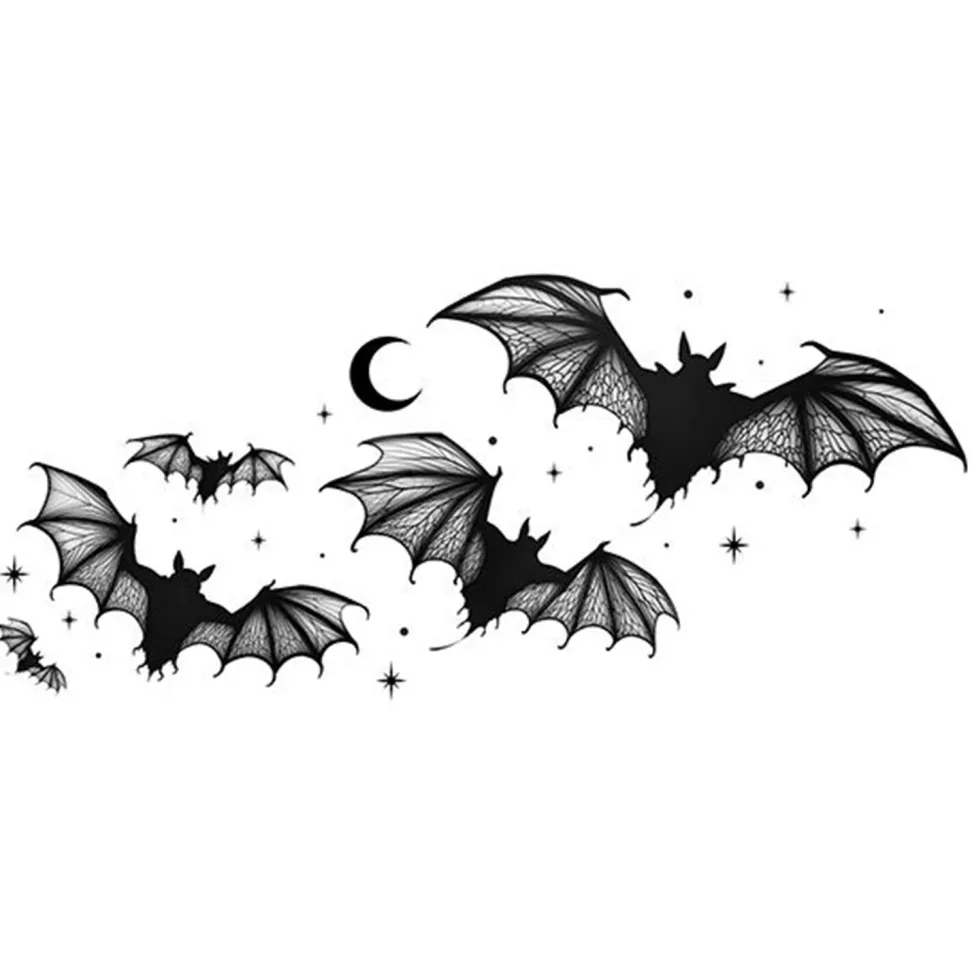 NEU Temporäres Tattoo Halloween Große Fledermäuse, 15x8cm