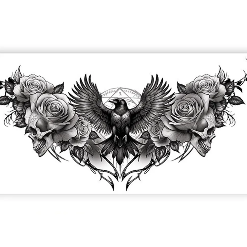 NEU Temporäres Tattoo Halloween Rabe, 23x12cm