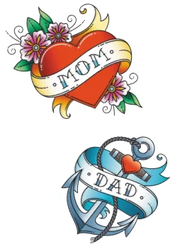 NEU Temporäres Tattoo-Motiv Reality, 10,5 x 14,8cm, Maritim Anker und Herz