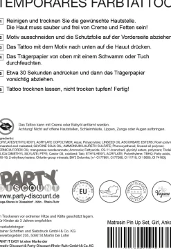 NEU Temporäres Tattoo-Motiv Reality, 10,5 x 14,8cm, Maritim Matrosin Pin Up Set, Girl, Anker und Leuchtturm