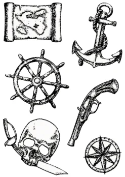 NEU Temporäres Tattoo-Motiv Reality, 10,5 x 14,8cm, Maritim Set Piratenmotive