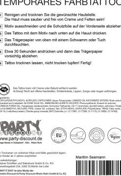 NEU Temporäres Tattoo-Motiv Reality, 10,5 x 14,8cm, Maritim Seemann