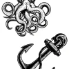 NEU Temporäres Tattoo-Motiv Reality, 10,5 x 14,8cm, Prison Anker und Tintenfisch