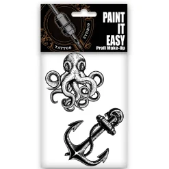NEU Temporäres Tattoo-Motiv Reality, 10,5 x 14,8cm, Prison Anker und Tintenfisch