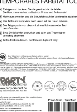 NEU Temporäres Tattoo-Motiv Reality, 10,5 x 14,8cm, Prison Anker und Tintenfisch