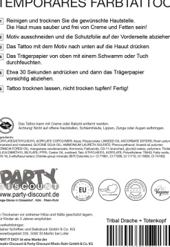 NEU Temporäres Tattoo-Motiv Reality, 10,5 x 14,8cm, Tribal Drache und Totenkopf