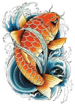 NEU Temporäres Tattoo-Motiv Reality, 10,5 x 14,8cm, Vintage Koi
