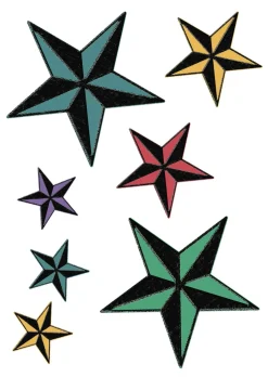 NEU Temporäres Tattoo-Motiv Reality, 10,5 x 14,8cm, Vintage Sterne