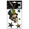NEU Temporäres Tattoo-Motiv Reality, 10,5 x 14,8cm, Vintage Totenkopf und Sterne