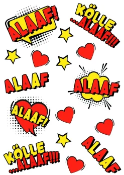 NEU Temporäres Tattoo-Motiv, 10,5 x 14,8cm, Karneval Kölle Comic