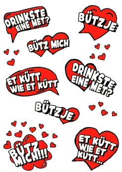 NEU Temporäres Tattoo-Motiv, 10,5 x 14,8cm, Karneval Sprüche