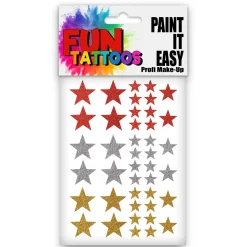 NEU Temporäres Tattoo-Motiv, 10,5 x 14,8cm, Basic Glitter Sterne
