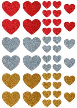 NEU Temporäres Tattoo-Motiv, 10,5 x 14,8cm, Basic Glitter Herzen