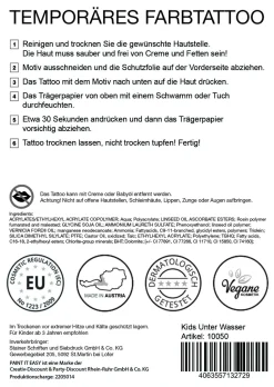 NEU Temporäres Tattoo-Motiv, 10,5 x 14,8cm, Kids Unter Wasser