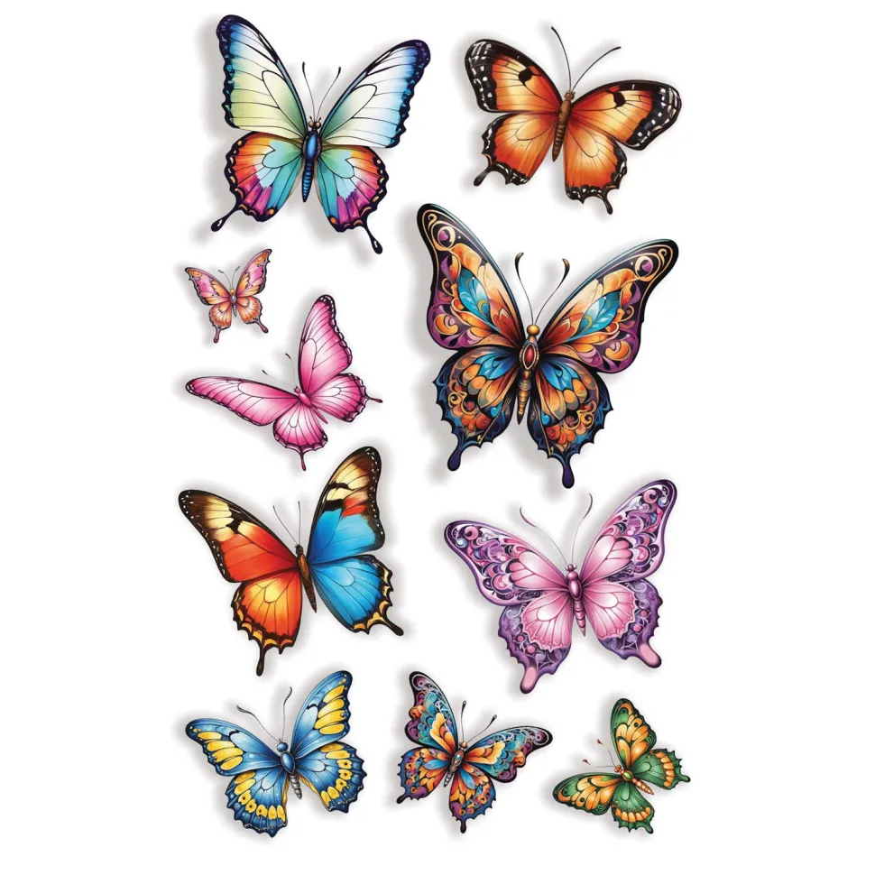 NEU Temporäre Tattoos Schmetterlinge, Bogen 14x30cm