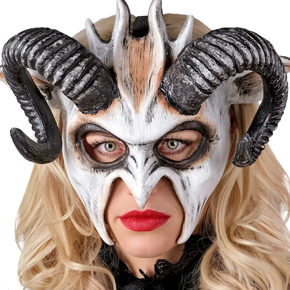 NEU Teufels-Maske Halloween Dämon, schwarz-weiß