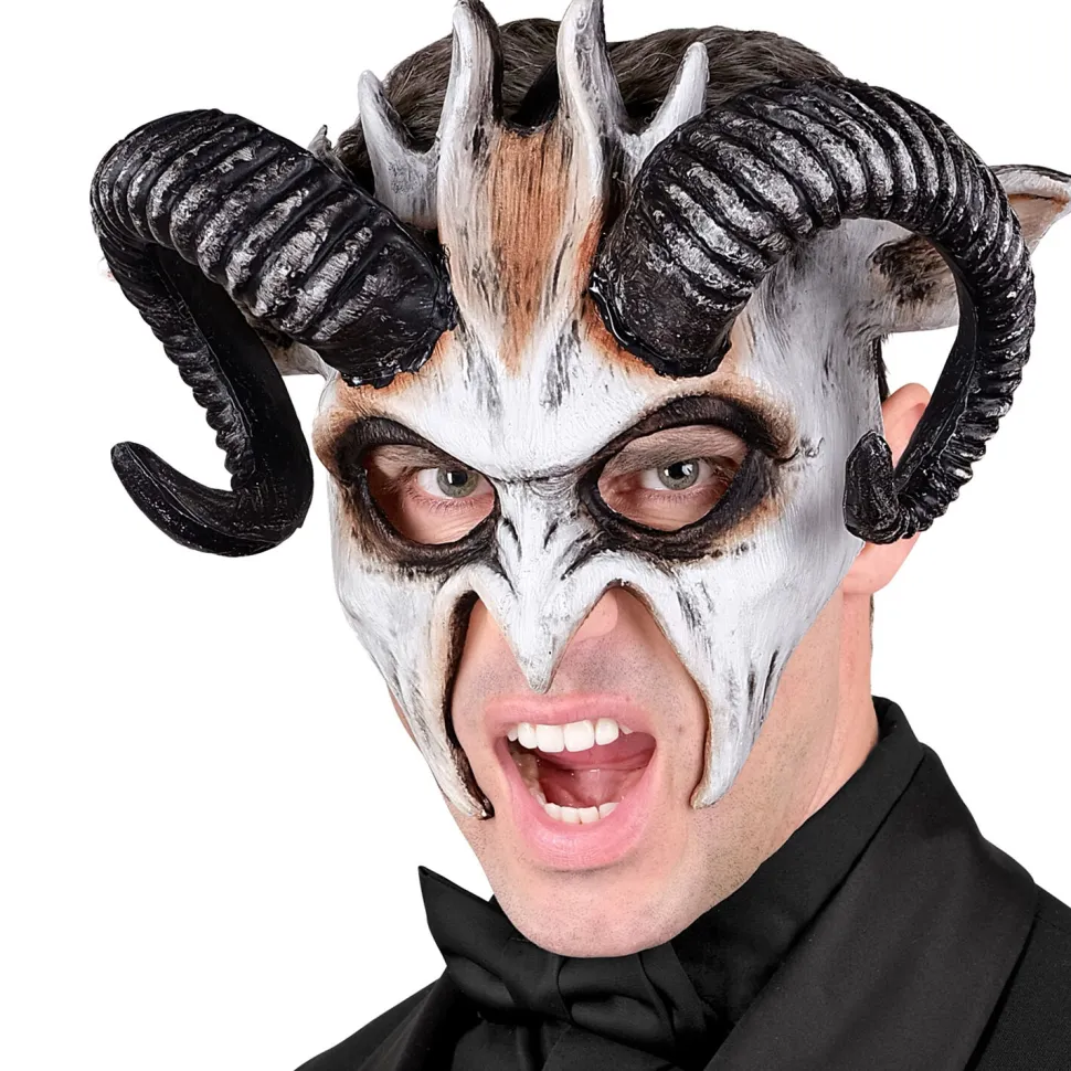 NEU Teufels-Maske Halloween Dämon, schwarz-weiß