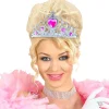 NEU Tiara / Krönchen Silber mit Pinkfarbenen Schmucksteinen, Kunststoff