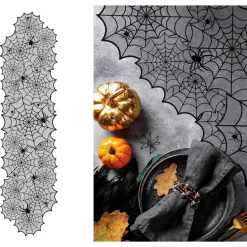 NEU Tischläufer Halloween Spinnen aus Stoff, ca. 45x183cm