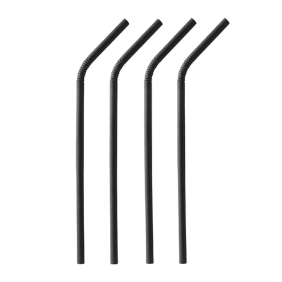 NEU Trinkhalme Pure aus Papier, biegbar, Ø 6 mm, 22 cm, 100 Stück, Schwarz