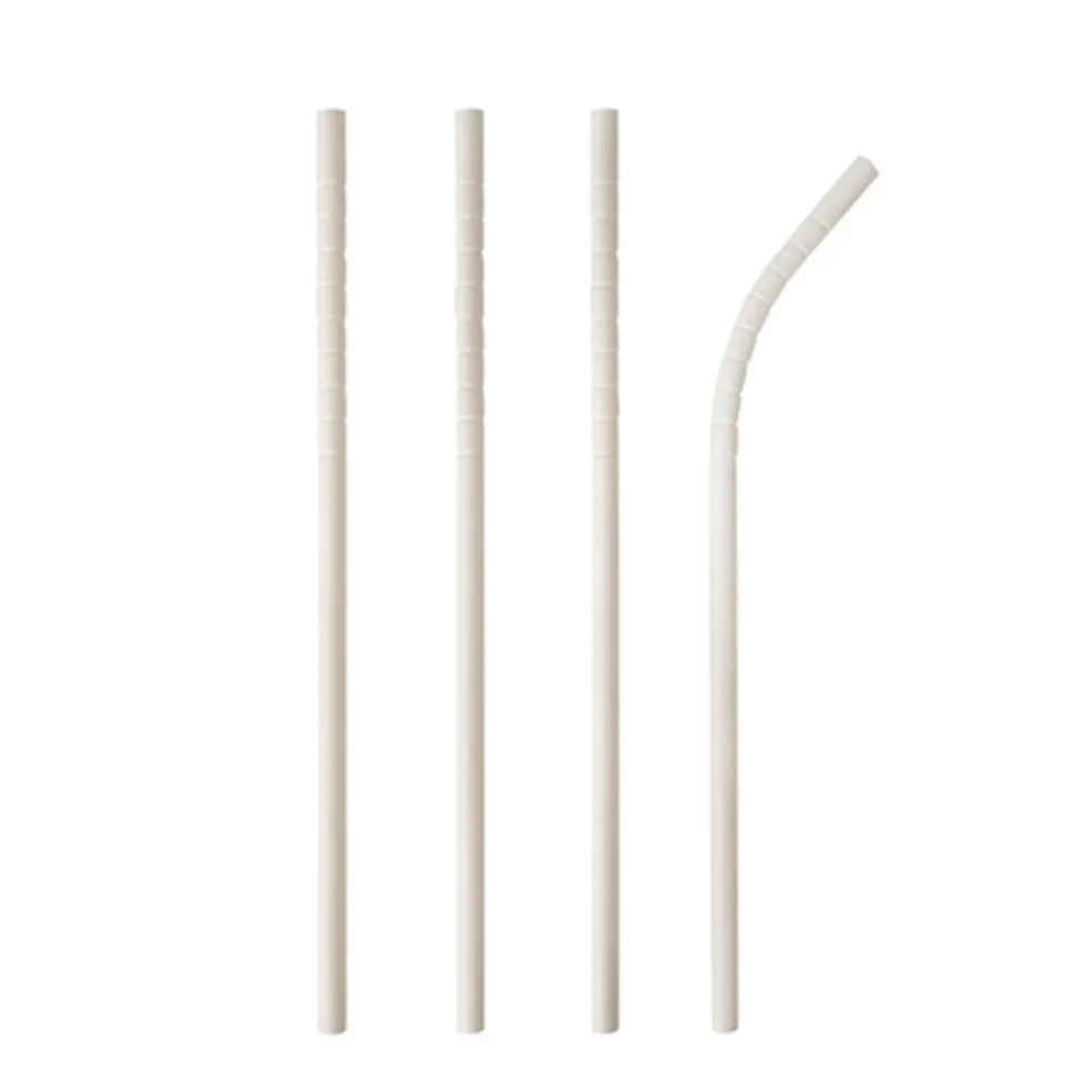 NEU Trinkhalme Pure aus Papier, flexibel, Ø 6 mm, 20 cm, 100 Stück, Weiß
