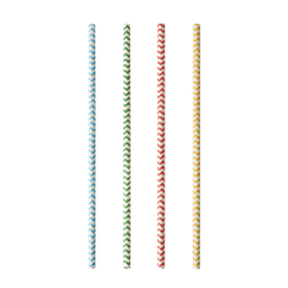 NEU Trinkhalme Pure aus Papier, Ø 6 mm, 20 cm, 100 Stück, Zig-Zag bunt